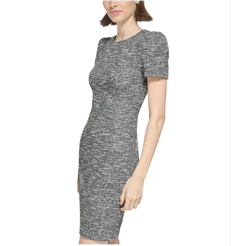 CalvinKlein Women's Tweed Short-sleeve Sheath Mini Dress